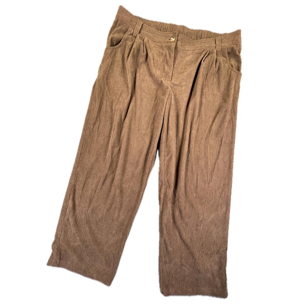 Halara Corduroy Wide Leg Pants 1X Brown Dark Academia Twee Elastic Back Comfort